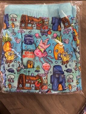 SpongeBob SquarePants Bamboo Joggers - Aqua Cartoon Print